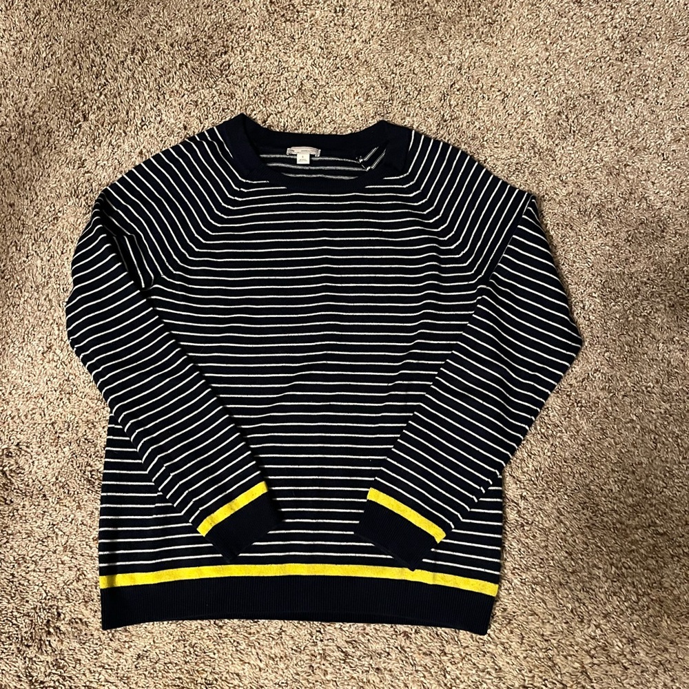 GAP Navy and Yellow Striped Crewneck Sweater, worn one time.